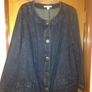 JM Collection Dark Blue Jean Jacket Women NWT